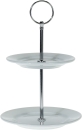 Porzellan Etagere - 2-stöckig - Metallgriff mit Ring...