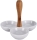 Snackschale - 3 Fächer mit Holzgriff - Antipasti Nüsse Dips Tapasschale Servierschale 20x17,5cm