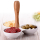 Snackschale - 3 Fächer mit Holzgriff - Antipasti Nüsse Dips Tapasschale Servierschale 20x17,5cm