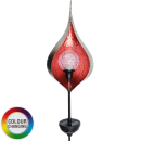 Solarfackel Metall mit Drehkugel & Farbwechsel Dekobeleuchtung Garten SOLAR  Blume Solarleuchte 113cm Rot