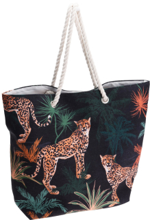 Strandtasche AFRICA SAVANNA mit Druckknopf - Badetasche Shopper Tasche 52x15x42 Leopard