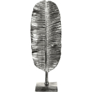 Dekofeder bzw Dekoblatt auf Sockel Aluguss - 15x11x45cm Blatt Silber Metallfeder Metalblatt Deko