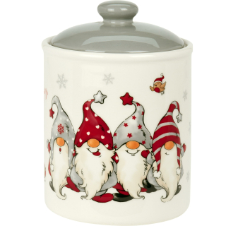 Keksdose - Nikolaus Zwerge - Weihnachtliche Voratsdose Plätzchendose Gebäckdose Keramik 12x17 cm