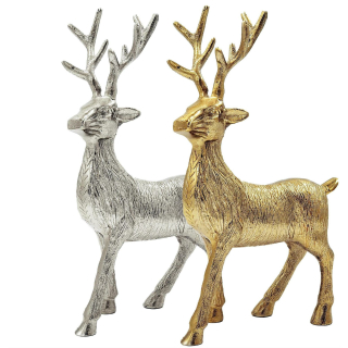 Hirsch aus Aluminium - Weihnachtsdeko Rentier Dekoration Figur 25 cm - Gold oder Silber