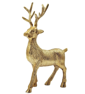 Hirsch aus Aluminium - Weihnachtsdeko Rentier Dekoration Figur 25 cm - Gold