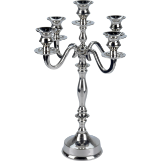 5-Armiger Kerzenleuchter 40 cm - Kerzenständer für 5 Kerzen - Kerzenhalter Kandelaber Silber