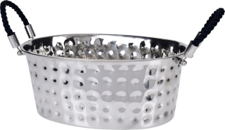 Weinkühler Oval - Sektkühler Eiskübel Sektkübel Getränkekühler Silber Metall 39x29x17cm