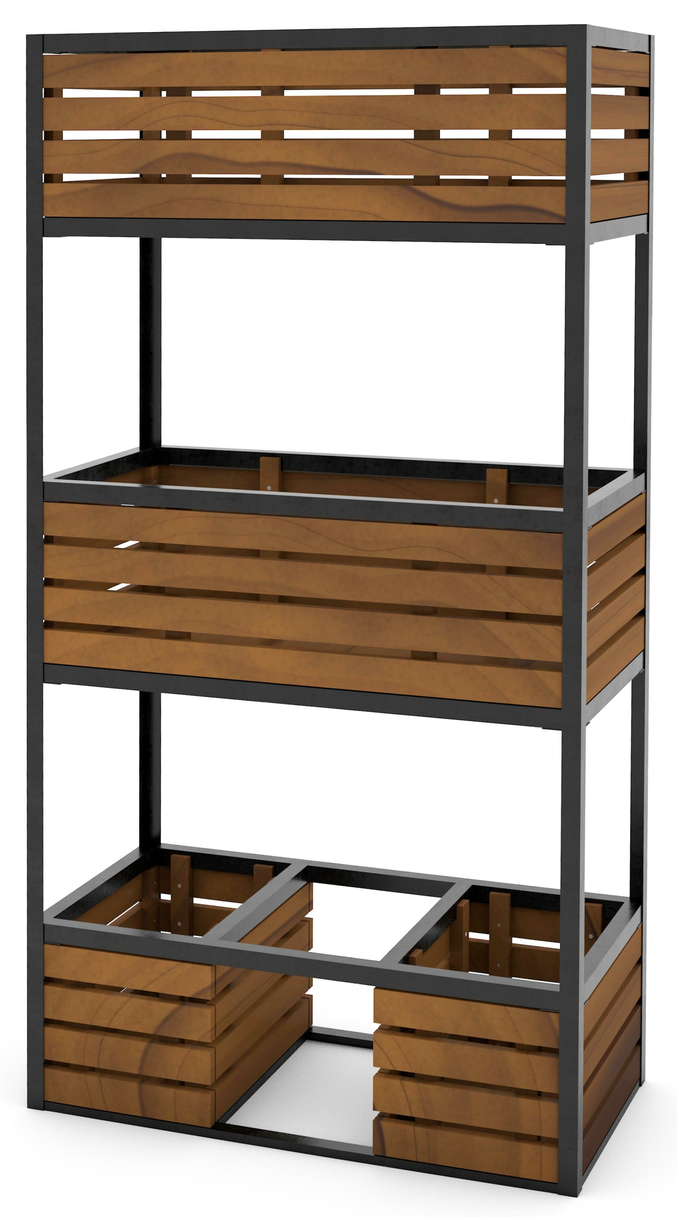 Hochbeet CUBE Metall & Holz 3 Etagen Gemüsebeet Kräuterbeet B, 269,00