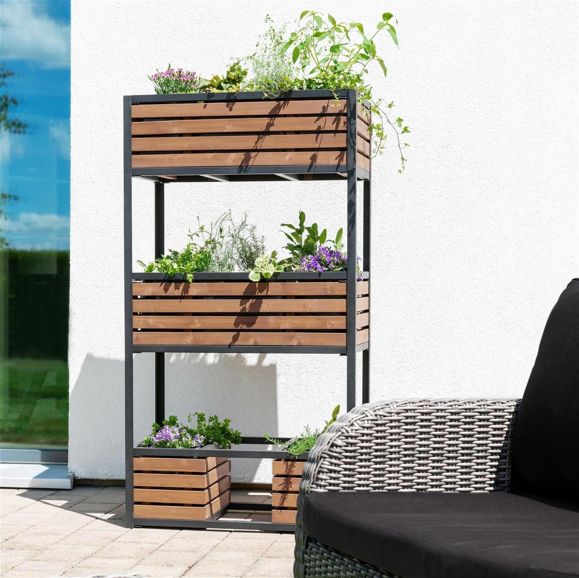 Hochbeet CUBE Metall & Holz 3 Etagen Gemüsebeet Kräuterbeet B, 269,00