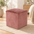 Dekohocker CUBE Altrosa Velours - Samt Rosa Sitzhocker Hocker 32x32x34cm