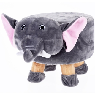 Kinderhocker JUNGLE - Plüsch Hocker - 43x28x26cm - Dekohocker Sitzhocker ELEFANT