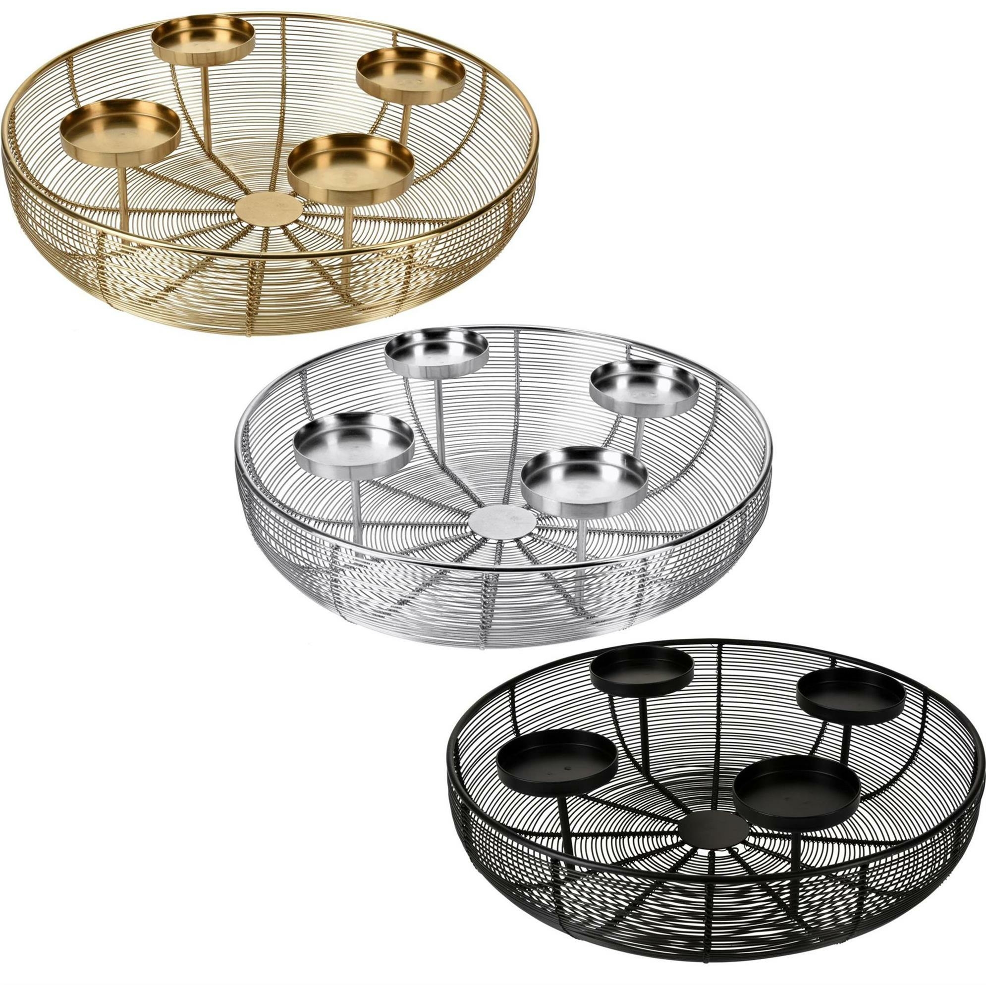 Korb Adventskranz aus Metall Kerzenleuchter Design Advent Kerze, 23,99