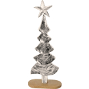 Weihnachtsbaum aus Aluguss auf Holzsockel - 14x7x35cm -...