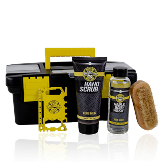 Geschenkset TOOL BOX für Männer - Duschgel Handwaschpaste Nagelbürste Multifunktions-Tool - verpackt in Werkzeugkiste