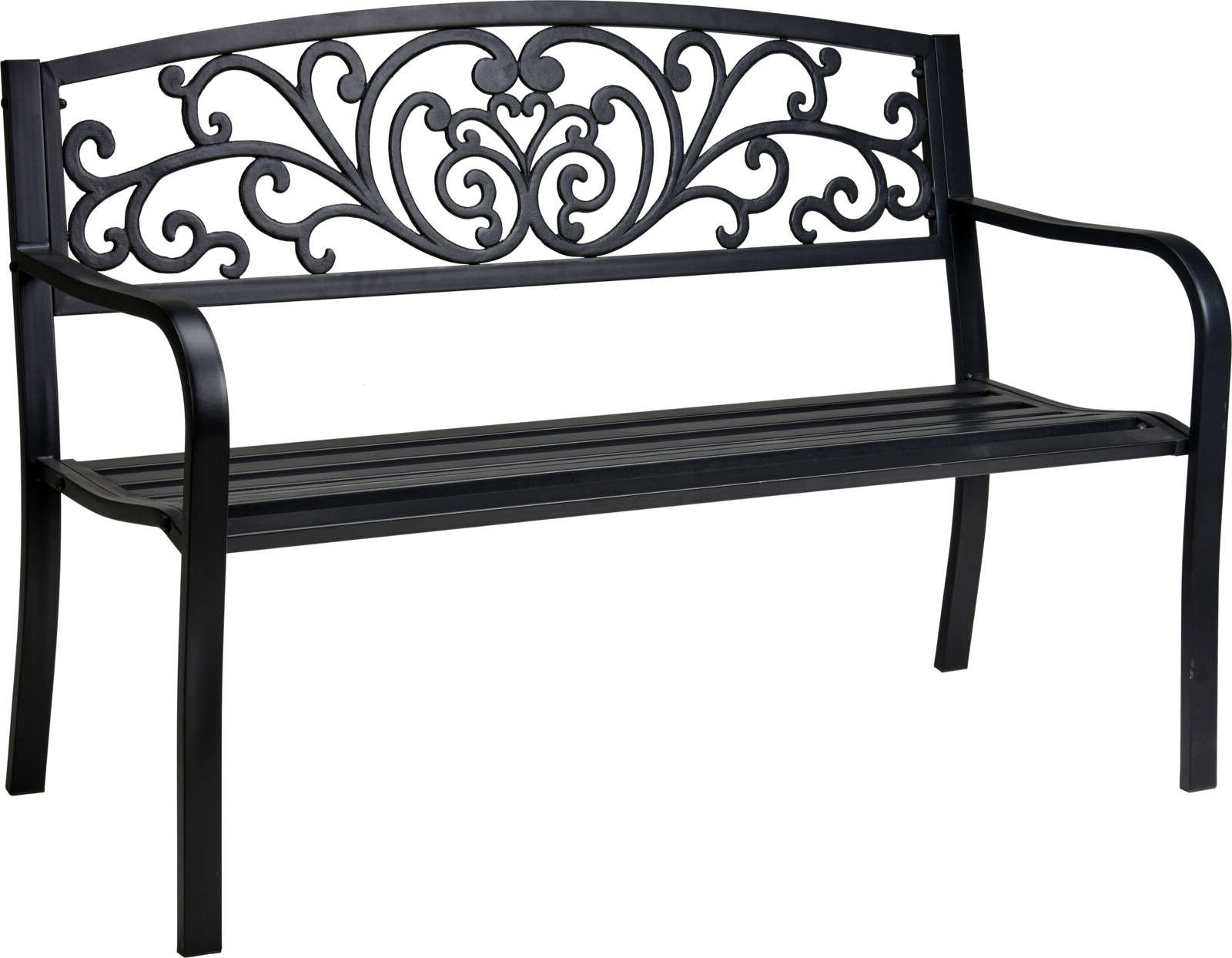 Gartenbank KARLA mit Gusseisen Lehne Wetterfeste Parkbank Metal, 99,99