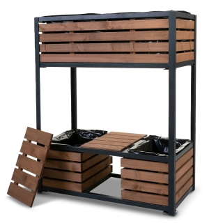 Hochbeet CUBE COMPACT Metall & Holz - 2 Etagen Gemüsebeet Kräuterbeet - Beet für Terrasse Balkon & Garten