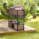 Hochbeet CUBE COMPACT Metall & Holz - 2 Etagen Gemüsebeet Kräuterbeet - Beet für Terrasse Balkon & Garten