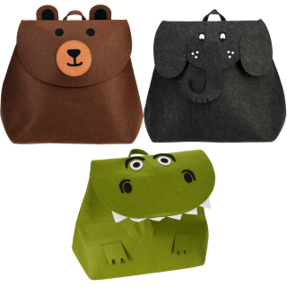 Spielzeugtasche aus Filz zur Aufbewahrung von Spielsachen - Spielzeugkiste Spielzeugtruhe Krokodil Bär Elefant