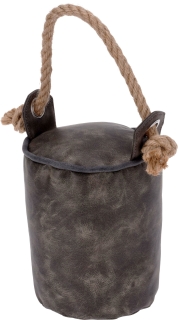 Türstopper MODENA - Deko Türpuffer aus Kunstleder mit Sisal Strick - 1 kg - 16x14cm Grau