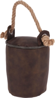 Türstopper MODENA - Deko Türpuffer aus Kunstleder mit Sisal Strick - 1 kg - 16x14cm Dunkelbraun
