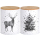 Keksdose Metall & Bambusdeckel 11x14,5cm 1,1 Liter Blechdose Weihnachten Vorratsdose