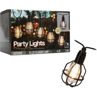 Outdoor Filament Lichterkette - Partybeleuchtung 7,5m 10 Lampen  Warmweiß mit Stecker & Timer