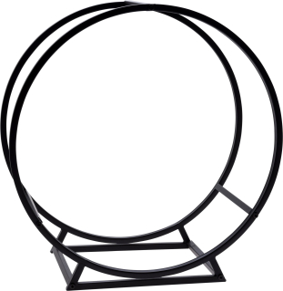 Kaminholzständer ROUND Metall schwarz - Feuerholz Regal Kaminholz Holzablage 50x25x51cm
