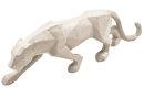 PANTHER Skulptur XXL - Deko Figur Geometrisch Origami Design - Cremeweiß Polyresin 43x14x7cm