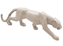 PANTHER Skulptur XXL - Deko Figur Geometrisch Origami Design - Cremeweiß Polyresin 43x14x7cm