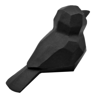 VOGEL Skulptur XXL - Deko Figur Geometrisch Origami Design - Schwarz Polyresin 9x18x12cm