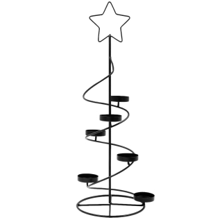 Teelichtspirale STELLA Schwarz -Teelichthalter Weihnachtsdeko Kerzenhalter Weihnachten Advent 50 cm