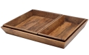 Tablett Set Walnuss Holz - 3 Stück - Tablettset Dekoschale Holztablett Walnuss 38x31x4,5cm