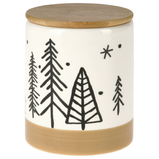 Keramik Keksdose CHRISTMAS TREE mit Bambusdeckel - Vorratsdose Plätzchendose Weihnachten 10x12cm