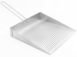 Gelochte Grillplatte PALA - Griff abnehmbar - Grillschippe Edelstahl Grillpfanne 25x5cm