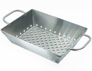 XXL Grillkorb BUCO aus Edelstahl 33 x 24 x 8 cm - Grillaufsatz Garkorb Metall