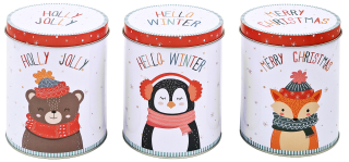 Keksdosen Fuchs Bär Pinguin 3er Set - Plätzchendosen Gebäckdose Blechdose Weihnachten 14x11cm