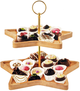 Weihnachtliche Bambus Etagere in Sternform - 2 Etagen Stern Etage, 13,99