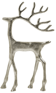 Dekohirsch aus Aluguss 19x6x30 cm - Aluminium Hirsch Weihnachsdeko Rentier - Silber