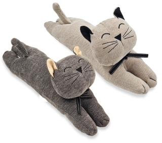 Türstopper Katze PURRFECT - Plüsch Türhalter Türdeko streckende Katze 38x9x18cm