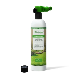 BodenLiebe Rasenblitz - Rasendünger flüssig [natürlich aus BIO-Reststoffen] für 200 qm - ganzjährig (inkl. Sprühkopf)