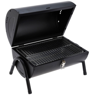 Zylinder Standgrill für Holzkohle mit 2 Grillflächen Zylinder Grill Schwarz 41x26x36cm