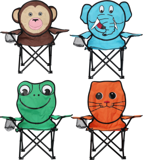 Campingstuhl für Kinder - Klappstuhl Strandstuhl Gartenstuhl Kinderstuhl - Elefant Frosch Affe Katze