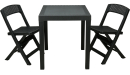 3-tlg Gartenmöbel Set in Rattanoptik - Sitzgruppe Anthrazit | 2 Klappstühle + 1 Tisch