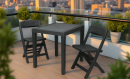 3-tlg Gartenmöbel Set in Rattanoptik - Sitzgruppe Anthrazit | 2 Klappstühle + 1 Tisch