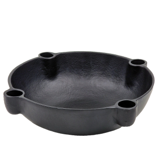 BOWL Dekoschale mit Kerzenhalter aus Aluguss Schwarz lackiert 24x7cm - Adventskranz Alternative Scandi