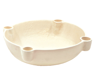 BOWL Dekoschale mit Kerzenhalter aus Aluguss Creme Weiß lackiert 24x7cm - Adventskranz Alternative Scandi