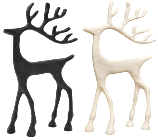 Deko Rentier aus Aluguss 18x6x30cm - Skandi Hirsch Weihnachsdeko Figur - Schwarz & Weiß