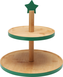 Weihnachtliche Etagere aus Bambus - Deko Etagere Cupcace Ständer - 2 Etagen 25x26cm Stern