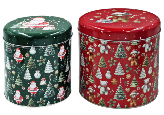 Keksdosen Weihnachten 2er Set XXL - 5,2 &  3,2 Liter - Plätzchendose Blechdose Geschenkdose