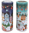 Stapel Keksdosen Weihnachten Rund 2er Set - Plätzchendose Blechdose Geschenkdose